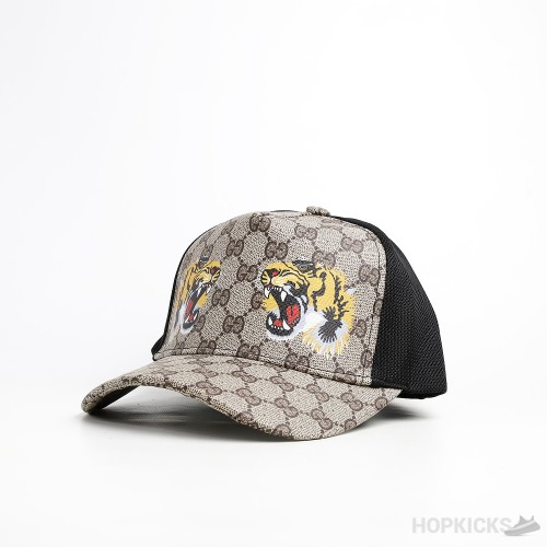 Gucci Tigers Print GG Supreme Baseball Brown Cap